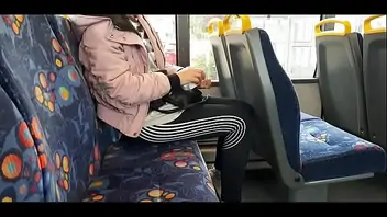 Asian girls grope man cock on bus