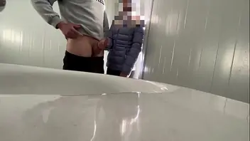 I Surprise A Girl Who Catches Me Jerking Off In A Public Bathroom On The Beach And Helps Me Finish Cumming