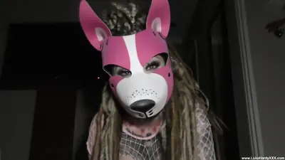 Pink dog girl sub squirt and creampie