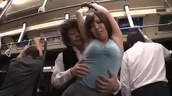 Japanese boobs sucking in bus or train